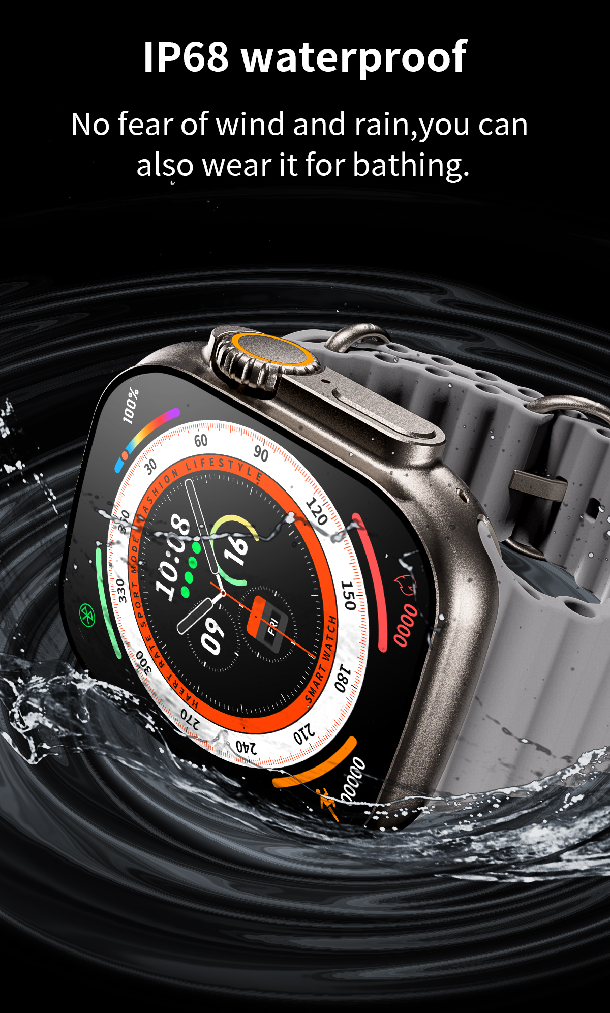 Reloj Inteligente Smartwatch Bluetooth HW8 ULTRA 2.02 PULGADAS CORREAS  NEGRA Y NARANJA - Startechoffice